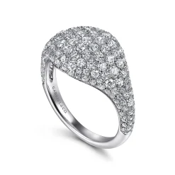 Clearance Gabriel & Co. 14K White Gold Diamond Pave Signet Ring