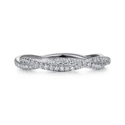 New Gabriel & Co. 14K White Gold Diamond Pave Twisted Stackable Band
