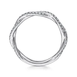 New Gabriel & Co. 14K White Gold Diamond Pave Twisted Stackable Band