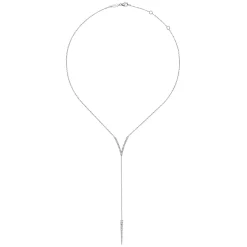 Hot Gabriel & Co. 14K White Gold Diamond Pave V and Spike Y Necklace