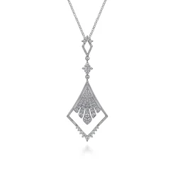 New Gabriel & Co. 14K White Gold Diamond Rhombus Pendant Necklace