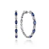 Best Gabriel & Co. 14K White Gold Diamonds and Marquise Blue Sapphire Classic Hoop Earrings