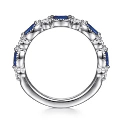 Outlet Gabriel & Co. 14K White Gold Diamond Sapphire Anniversary Band - 0.15 ct