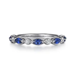 Outlet Gabriel & Co. 14K White Gold Diamond Sapphire Anniversary Band - 0.15 ct