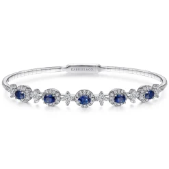 Gabriel & Co. 14K White Gold Diamond Sapphire Bangle