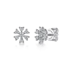 Hot Gabriel & Co. 14K White Gold Diamond Snowflake Stud Earrings