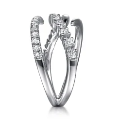 Online Gabriel & Co. 14K White Gold Diamond Spike Bypass Ring