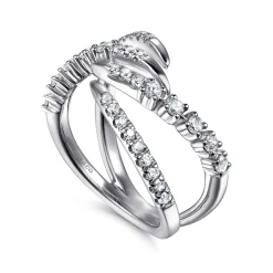 Online Gabriel & Co. 14K White Gold Diamond Spike Bypass Ring