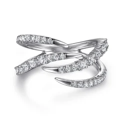 Online Gabriel & Co. 14K White Gold Diamond Spike Bypass Ring
