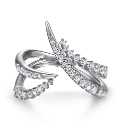 Outlet Gabriel & Co. 14K White Gold Diamond Spike Bypass Ring