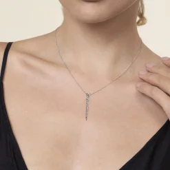 New Gabriel & Co. 14K White Gold Diamond Spike Pendant Drop Necklace