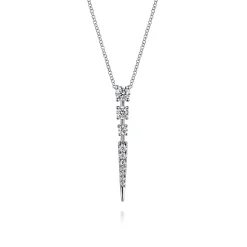 New Gabriel & Co. 14K White Gold Diamond Spike Pendant Drop Necklace