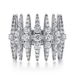Discount Gabriel & Co. 18K White Gold Diamond Spike Wide Band Ring