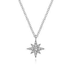 Clearance Gabriel & Co. 14K White Gold Diamond Starburst Pendant Necklace