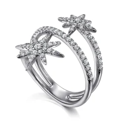 Clearance Gabriel & Co. 14K White Gold Diamond Starburst Wrap Ladies Ring