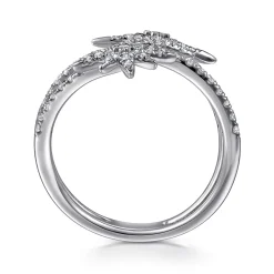 Clearance Gabriel & Co. 14K White Gold Diamond Starburst Wrap Ladies Ring