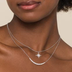 New Gabriel & Co. 14K White Gold Diamond Starburst Pendant Necklace