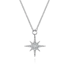 New Gabriel & Co. 14K White Gold Diamond Starburst Pendant Necklace