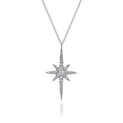 New Gabriel & Co. 14K White Gold Diamond Starburst Pendant Necklace