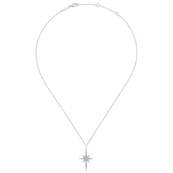 New Gabriel & Co. 14K White Gold Diamond Starburst Pendant Necklace