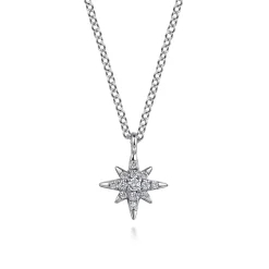 Clearance Gabriel & Co. 14K White Gold Diamond Starburst Pendant Necklace
