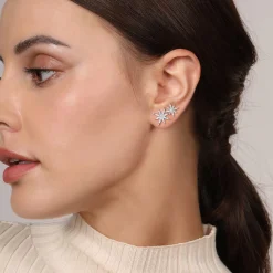 New Gabriel & Co. 14K White Gold Diamond Starburst Ear Climber Earrings