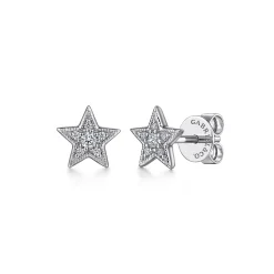 Hot Gabriel & Co. 14K White Gold Diamond Star Stud Earrings