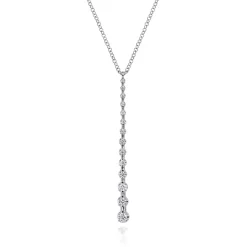 New Gabriel & Co. 14K White Gold Diamond Station Bar Pendant Necklace
