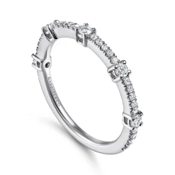 Online Gabriel & Co. 14K White Gold Diamond Station Stackable Ring