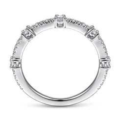 Online Gabriel & Co. 14K White Gold Diamond Station Stackable Ring