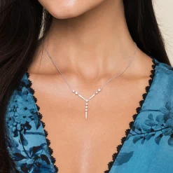 Online Gabriel & Co. 14K White Gold Diamond Station Y Necklace