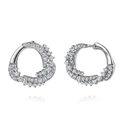 Outlet Gabriel & Co. 14K White Gold Diamond Swirl Bypass Hoop Earrings