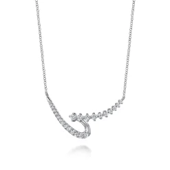 Online Gabriel & Co. 14K White Gold Diamond Swirled Spike Bar Necklace