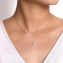 Online Gabriel & Co. 14K White Gold Diamond Teardrop Pendant Necklace