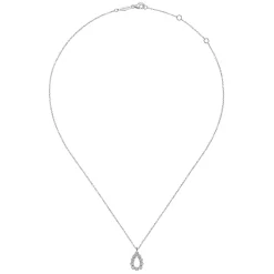 Online Gabriel & Co. 14K White Gold Diamond Teardrop Pendant Necklace
