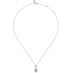 New Gabriel & Co. 14K White Gold Diamond Teardrop Pendant Necklace