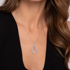 Gabriel & Co. 14K White Gold Diamond Teardrop Drop Necklace