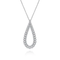 Gabriel & Co. 14K White Gold Diamond Teardrop Drop Necklace