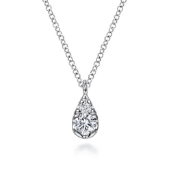 Clearance Gabriel & Co. 14K White Gold Diamond Teardrop Pendant Necklace