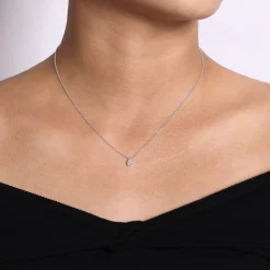 Online Gabriel & Co. 14K White Gold Diamond Teardrop Pendant Necklace