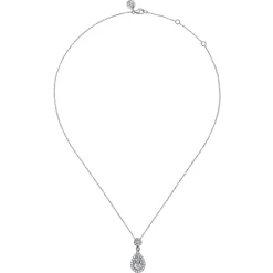 Sale Gabriel & Co. 14K White Gold Diamond Teardrop Pendant Necklace
