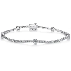 Best Gabriel & Co. 14K White Gold Diamond Tennis Bracelet with Round Cluster Stations