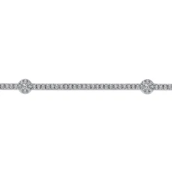 Best Gabriel & Co. 14K White Gold Diamond Tennis Bracelet with Round Cluster Stations