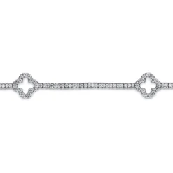 Discount Gabriel & Co. 14K White Gold Diamond Tennis Bracelet with Clover Stations