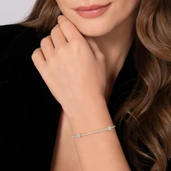 Online Gabriel & Co. 14K White Gold Diamond Tennis Bracelet with Diamond Cube Stations