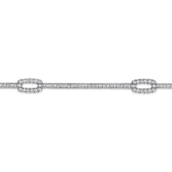 Best Gabriel & Co. 14K White Gold Diamond Tennis Bracelet with Rectangular Link Stations