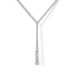 New Gabriel & Co. 18K White Gold Diamond Tennis Y Necklace
