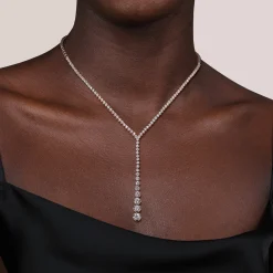 New Gabriel & Co. 18K White Gold Diamond Tennis Y Necklace