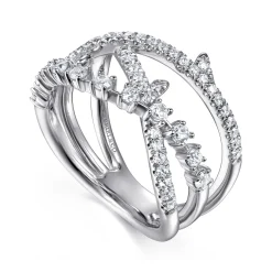 Discount Gabriel & Co. 14K White Gold Diamond Thorn Criss Cross Ring