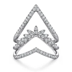 Sale Gabriel & Co. 14K White Gold Diamond Triple Row Chevron Ladies Ring